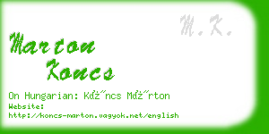 marton koncs business card